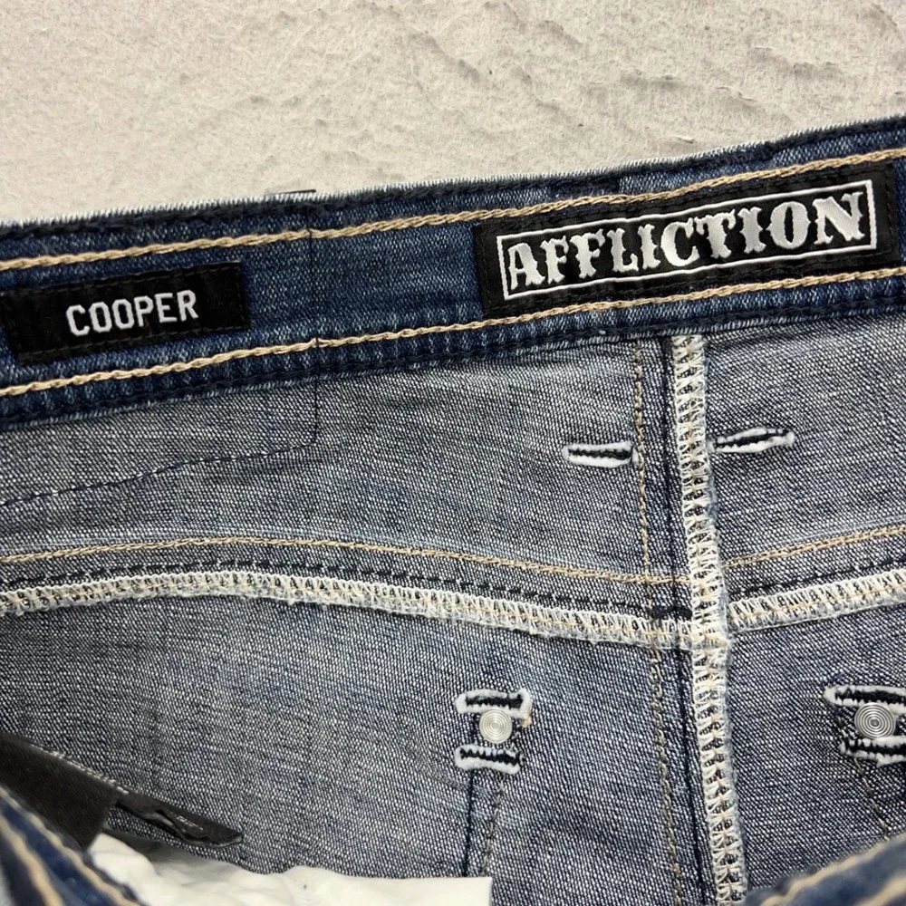 Affliction Cooper Devin Slim Straight Distressed Camo Jeans Mens 29 NWT 110CS125
